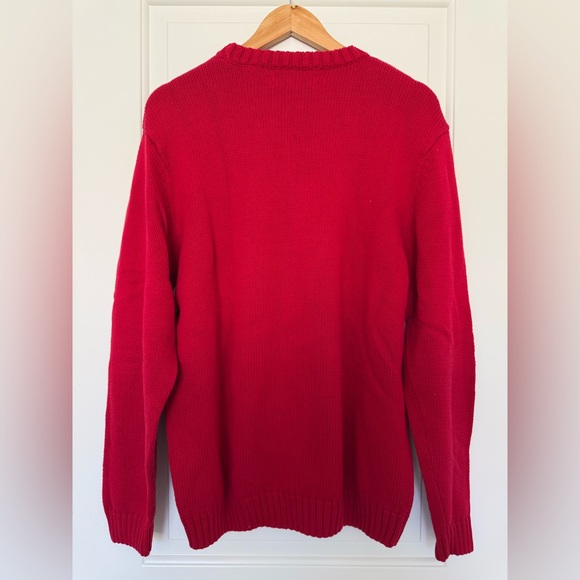 Chaps Men's Red Cotton Crewneck Sweater Knit Pullover Classic Casual Large - Picture 2 of 5